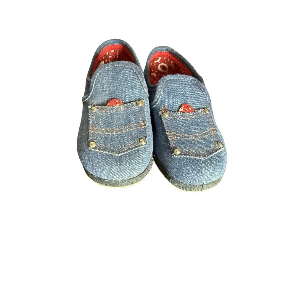 Vintage 1960s Wellco Denim bandana western slip on‎ shoes new sz 9 W